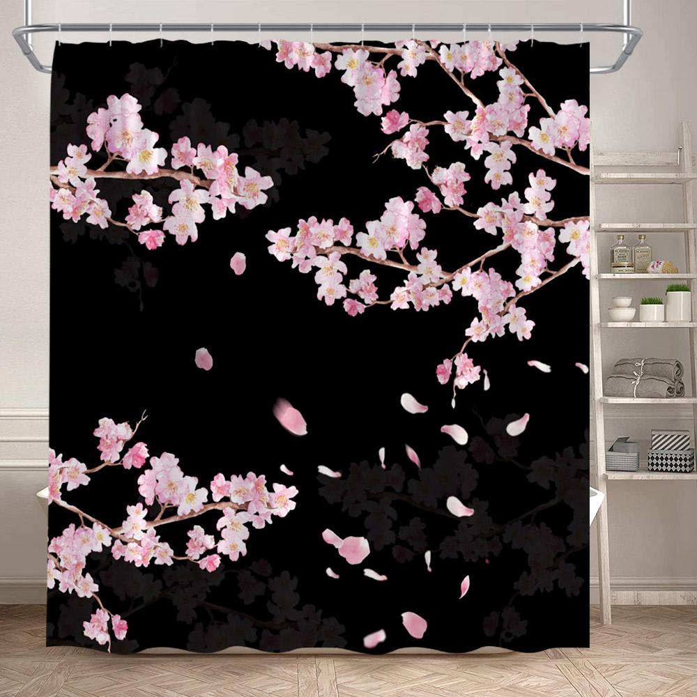 Ink Art Shower Curtains Bamboo Floral Koi Carp Eagle Abstract Mountain Chinese Style Landscape Polyester Bathroom Curtain Decor