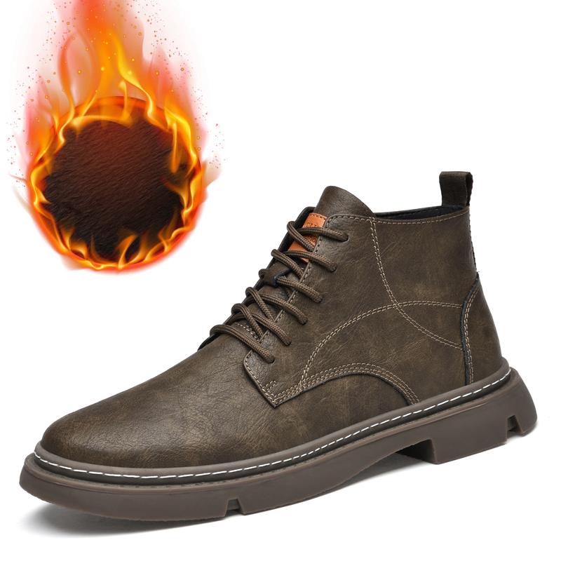 Fashion Classic Brand Men's Workwear Boots Thick Soled Wear-resistant Men's High Top Shoes High-quality Genuine Leather Casual Shoes