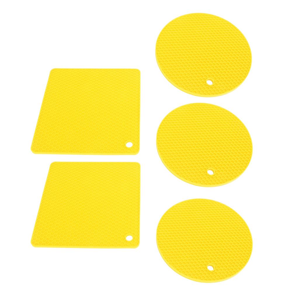 5Pcs Silicone Trivet Mat Round Hot Pad Non Slip Heat Resistant for Hot Plate Pans Kitchen Pots