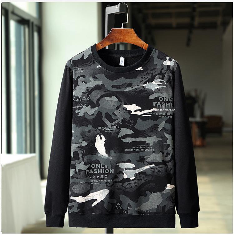 2020 Men's Plus Size Cotton Sweatshirt - Round Neck Long Sleeve, Extra Large Fit (Spring/Autumn)