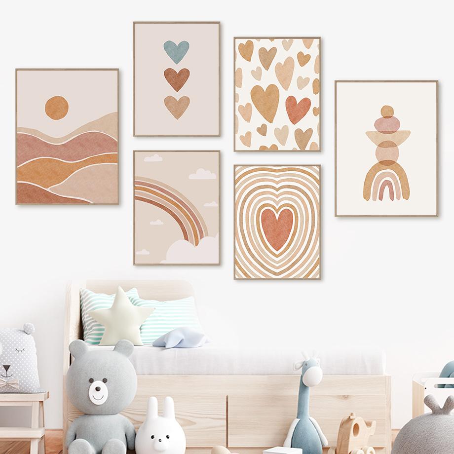 

Sun Rainbow Heart Alphabet Kids Room Wall Art Painting Posters and Prints Wall Pictures Baby Kids Room