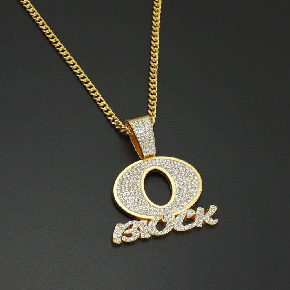 OBLOCK Hip-Hop Pendant Necklace: Trendy Alloy Diamond Punk Rap Jewelry