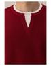 Men's Red V-Neck Sweater: Fake Two-Piece Design, Zodiac Year, Autumn/Winter Knitwear, Versatile Inner/Outer Layer, New Year Style.