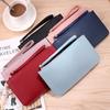 Simple Soft Pu Leather Long Wallets Large Capacity Solid Color Card Holder Coin Purse Women Girls