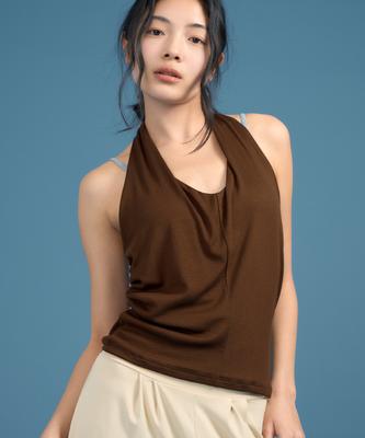 DHYANI Drape Halter Top (Brick Brown)