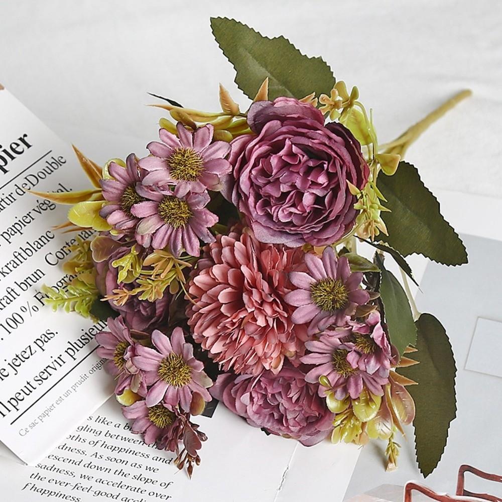 Peonies Design Simulated Flowers Landscape Colorful European Style Peonies Terrain Model Scenery Model Brides Holding Flowers