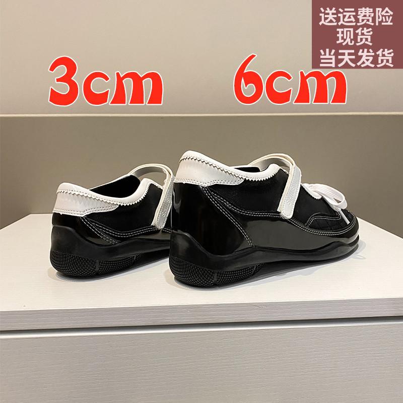 Sheepskin Version~ Inner Height-increasing Shoes 6cm Platform-soled Bow Ballet Shoes Women's Casual Sports Shoes Mary Jane Shoes