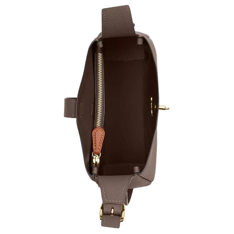 Coach Hadley 20 Logo Reißverschluss Dunkle Tasche Leder Schulter Crossbody Tasche Kleine Damen Taschen Braun CAL60-IMV2R
