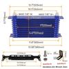 AN10 10-reihiger Aluminium-Ölkühler mit 262mm Montagehalterungs-Kit Trust Typ 7/8"-14 UNF Zubehör für Fahrzeuge Schwarz/Blau