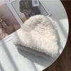 White Plush Hat Female Autumn and Winter Furry Face Small Winter Warm Confinement Wool Fisherman Knitted Cold Hat