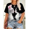 Fashion Women's Crew Neck Short Sleeve 3D Casual Color Printing Casual Short Sleeve Crew Neck T-Shirt