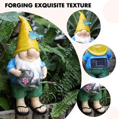 Solar Dwarf Elf Statue with Light Resin Glow Elf Figurines Waterproof Art Crafts Christmas Gifts Garden Decor for Courtyard Yard