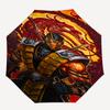 1pc Skull Warrior with Twin Swords: Auto-Open Umbrella, Portable 3-Fold Design, 8-Bone Iron Frame Outdoor Umbrella, Perfect Gift for Fans, Travelers,