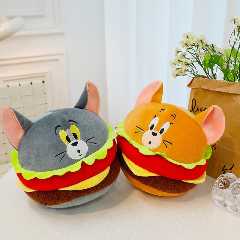 Tom Jerry And Burger Shaped Plush Toy Cute Cartoon Doll Kids Gifts Birthday