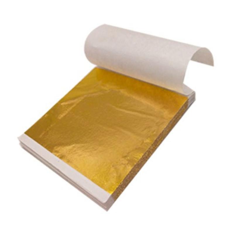 9cm Imitation Gold Silver Copper Foil Paper Sheets Shiny Gilding Craft Leaf for DIY Nail Art Cake Dessert Epoxy Resin Decoration