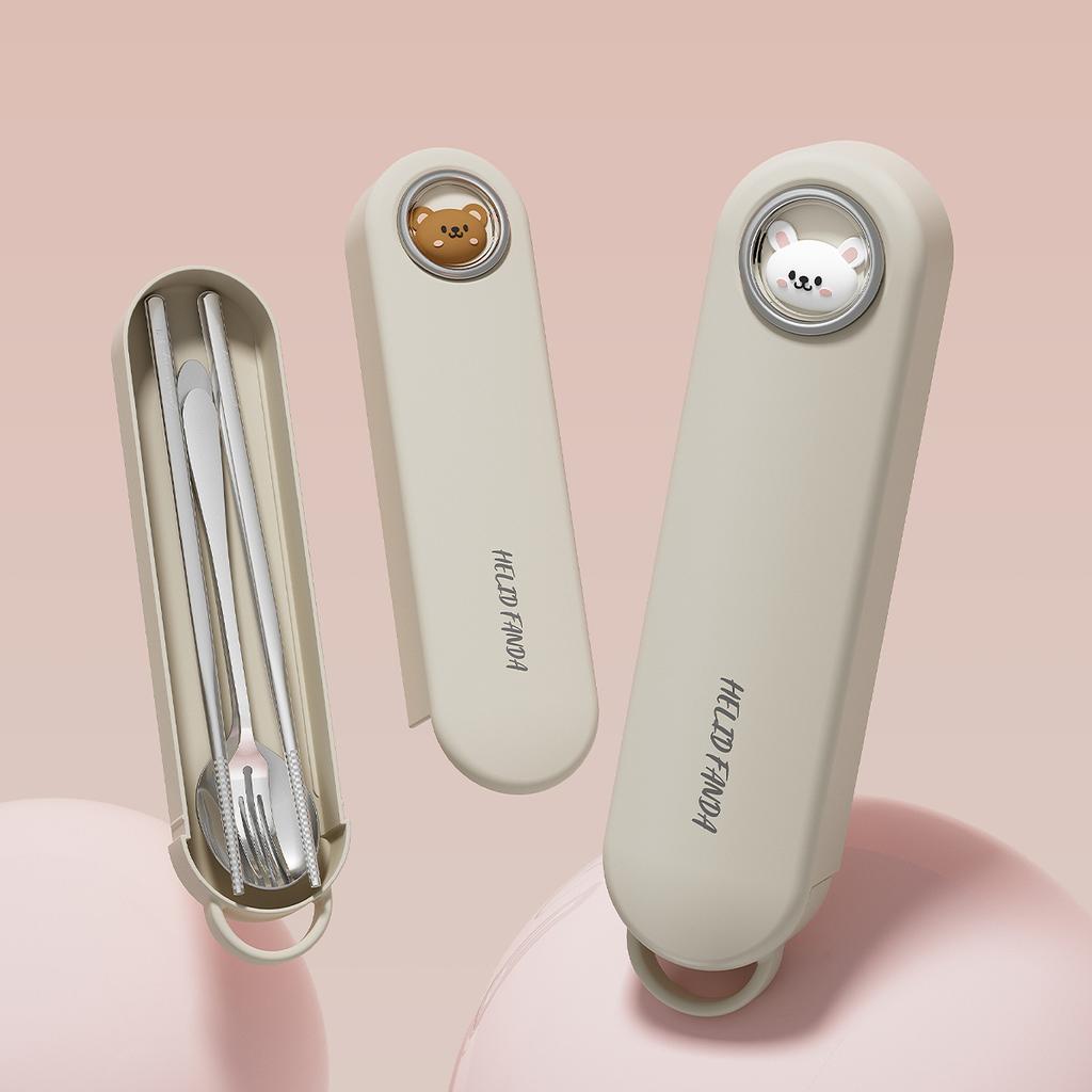 Zestaw Sztućców ze Stali Nierdzewnej 316 Przenośny Widelec Łyżka Pałeczki Z Pudełkiem Zestaw Sztućców Podróżnych Zestaw Stołowy Kuchenny