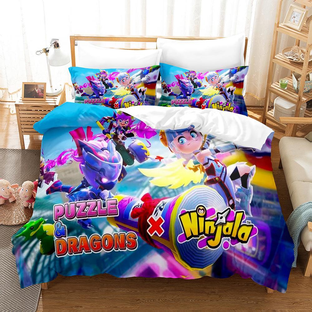 

Game Ninjala Bedding Set Single Twin Full Queen King Size Bed Set Adult Kid Bedroom Duvet Cover Sets 3D Print Kawaii Kids Camas EU single(135x200cm)