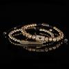 2-piece Set European and American Micro-inlaid Zircon Square Crown Stainless Steel Beaded Pineapple Bead Men's Bracelet Set