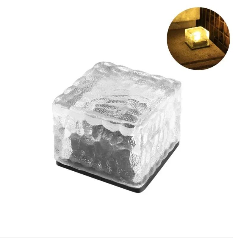 Atmosphere lights Solar Powered Ice Cube Lamp Glass Brick Landscape Square Glass Outdoor Road Courtyard Garden Decoration