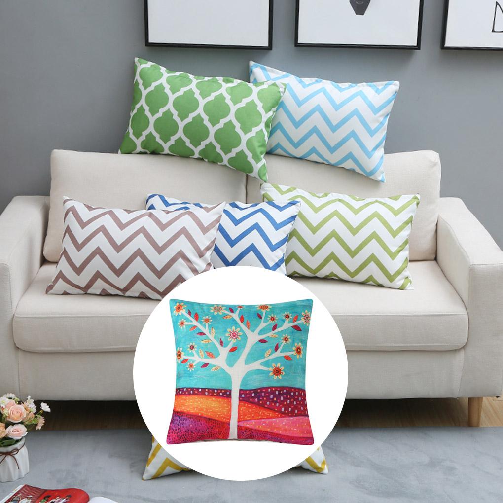 Tree Pattern Pillowcase Home Office Throw Pillow Cover Cotton-linen Cushion Printed Cover