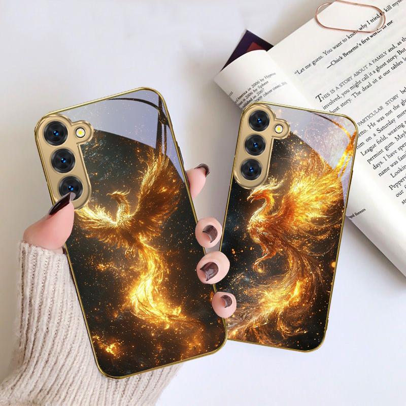 Golden Phoenix Nirvana For Samsung Galaxy S26 S20 FE S21 S22 S23 Plus S24 Ultra S25Ultra S21+  S22Plus Golden Glass Phone Case