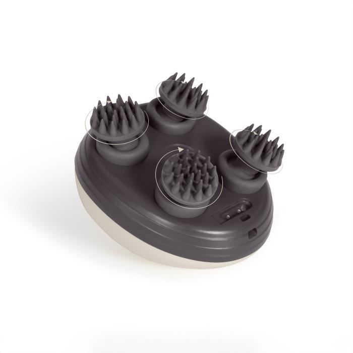Masseur tête et cuir chevelu - LIVOO - DOS202 - 2 h - 96 picots - 4 têtes - 3 modes - IPX4 - Crème / Gris foncé