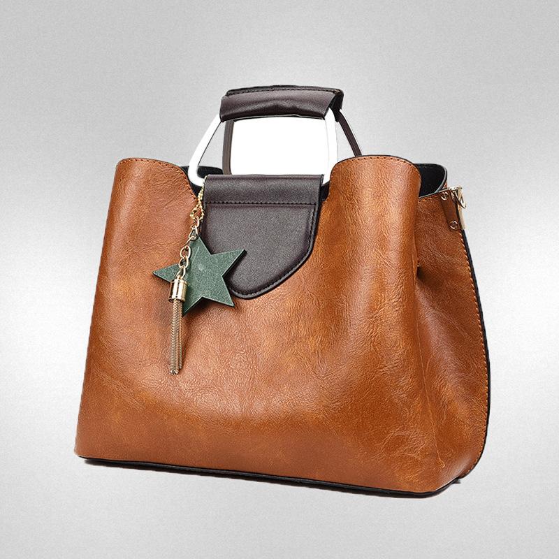 New street trend contrasting colors large capacity horizontal square PU shoulder crossbody portable mother and child bag