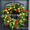 Artificial Lemon Peony Wreath Wall Hanging Decor Door Home Festival Party Decoration