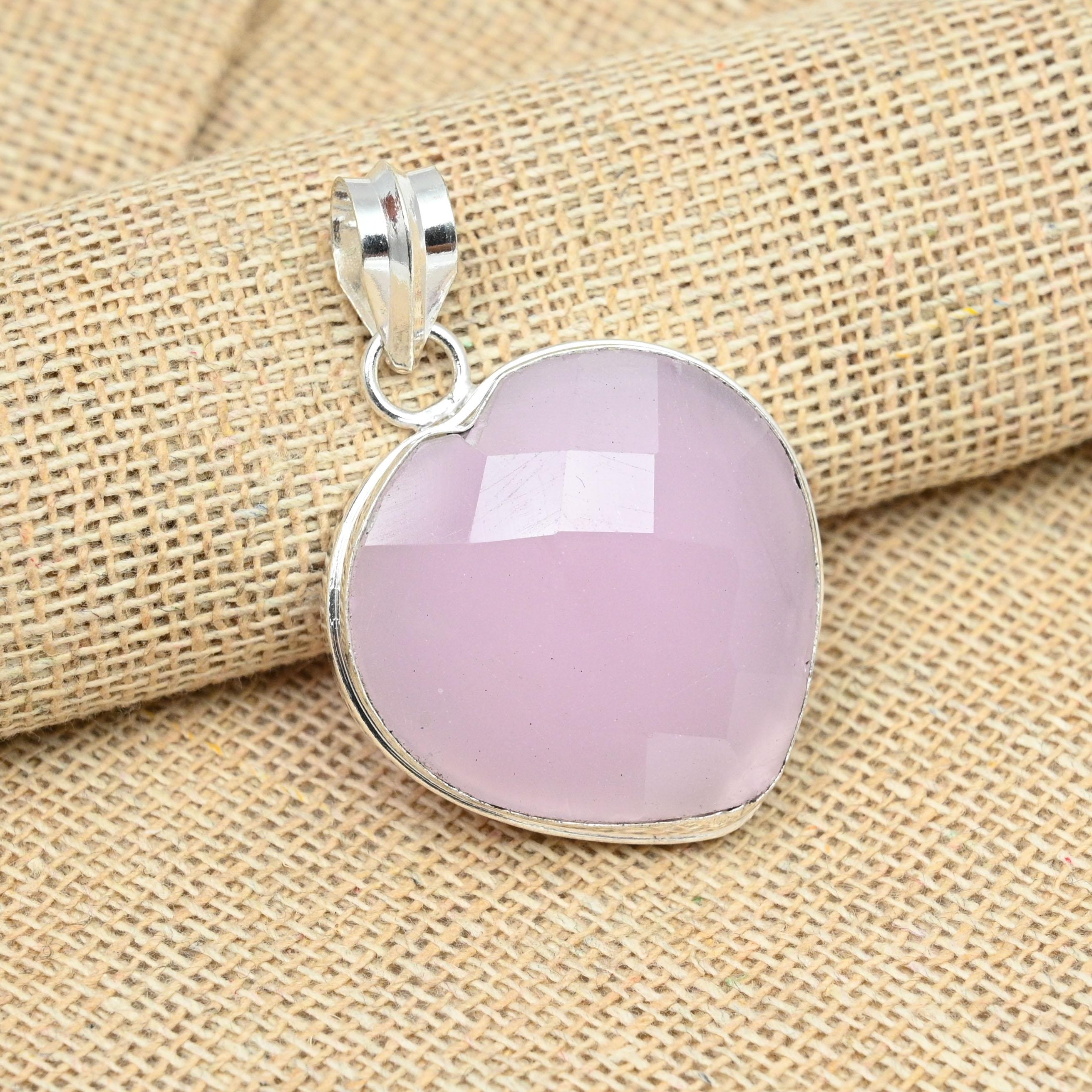 

Великолепный розовый драгоценный камень халцедон, твердое серебро 925 пробы, подвеска ручной работы, ювелирные изделия 1.96 Inches розовый