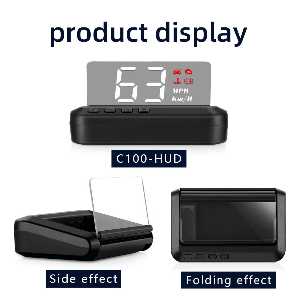 C100 OBD2 HUD Car Head Up Display Speedometer Fuel Consumption Water Temperature Projector Automotive Electronic Car Accessories