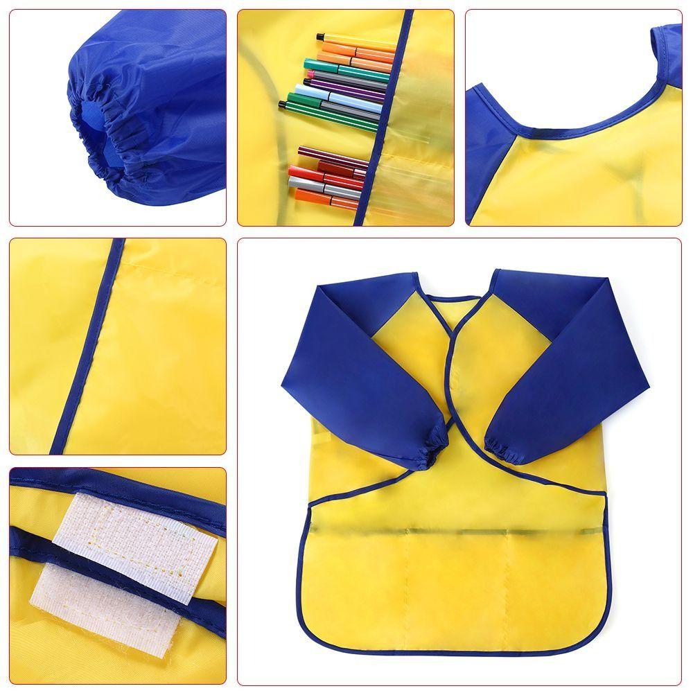 Nylon DIY Painting Aprons With 3 Pockets Kids Waterproof Apron Kids Painting Apron Cooking