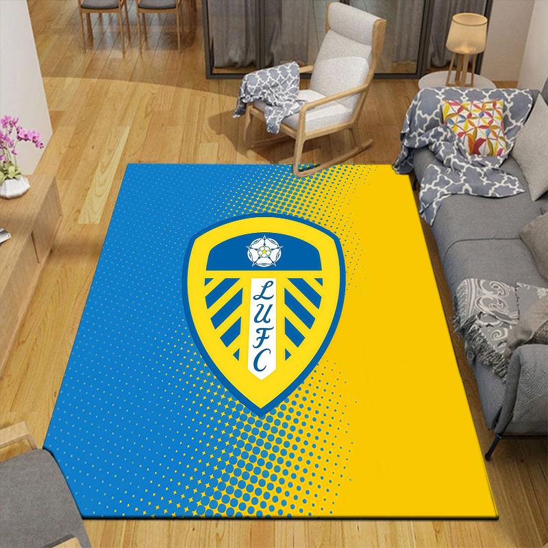 Leeds United Flannel Pattern Square Carpet,Area Rug,Carpet Rug for Living Room Bedroom Sofa Playroom Decor,Non-slip Floor Mat