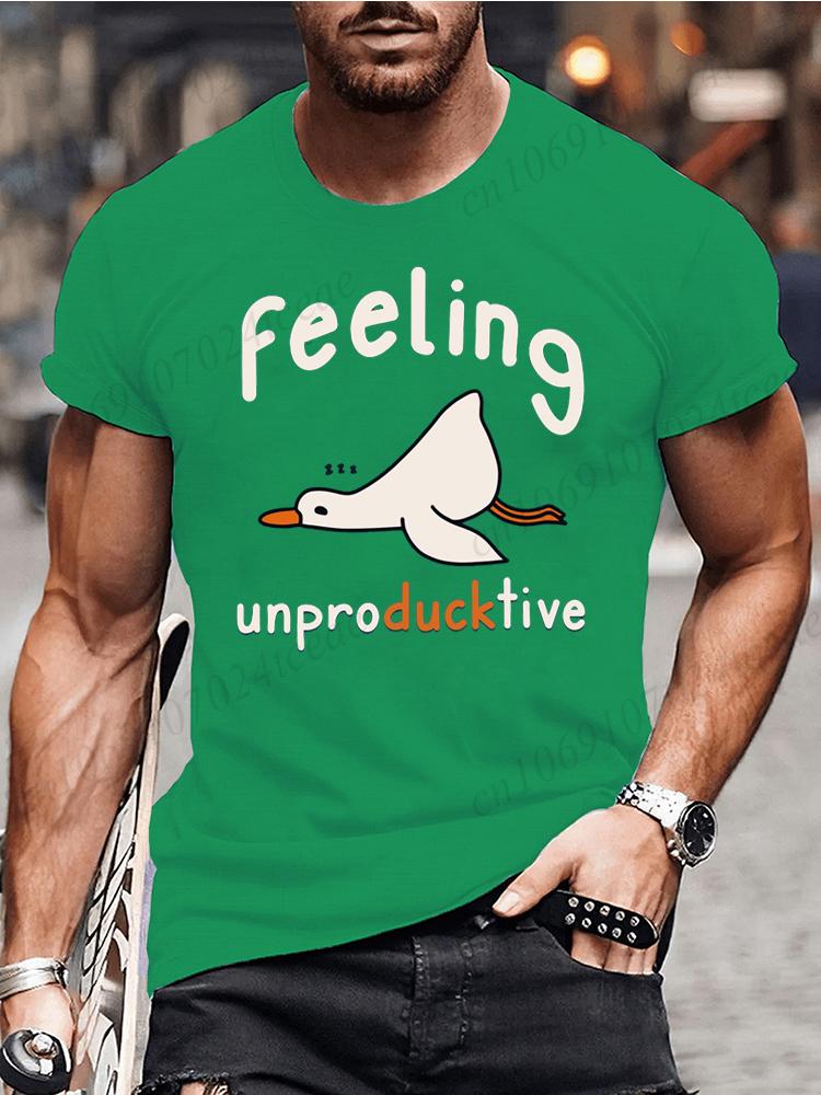 Feeling Unproduckive Shirts for Men Funny Lazy Goose Tshirts Harajuku Fashion Tshirt Loose Men Summer T Shirt Casual Clothing