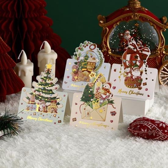 Yousheng 10 Pcs Christmas Greeting Card Gold Stamping Blank Xmas Postcards 3.9 X 5.3 Inch Merry Christmas Cards for Friends Family