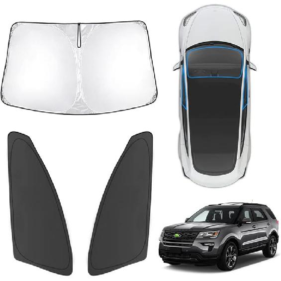 Karltys 3PCS Windshield Sun Shade For -2025 Hyundai Santa Cruz, 210T Thickened Front And Side Window Sunshade Cover  Fit Santa Cruz, Foldable Sun