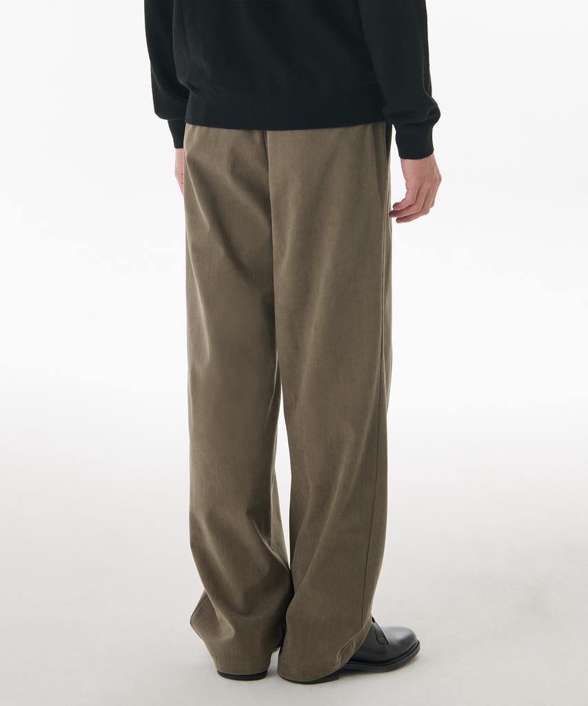 Musinsa Standard 14W Corduroy One-Pleat Wide Elastic Pants [Taupe Beige]