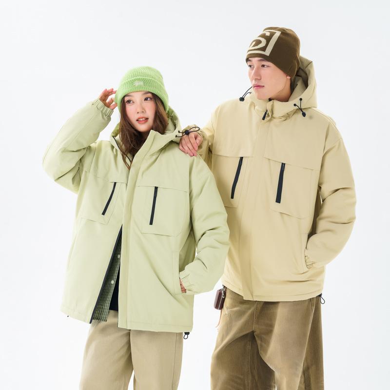 Winter Trendy Brand Color Matching Cotton-padded Clothes, Men and Women Couples Live Outdoor Sports Hooded Cotton-padded Clothes