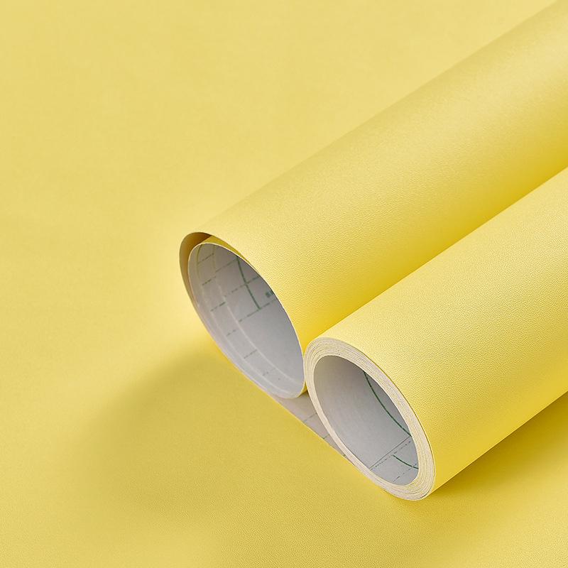

WOKHOME Однотонные виниловые самоклеящиеся обои Водонепроницаемая контактная бумага Наклейка на стену Пленка Обои в рулонах Декор для дома 5mx40cm жёлтый