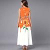 Plus Size Sleeveless Round Neck Dress Retro Tiny Floral Print Flowy Midi Dress