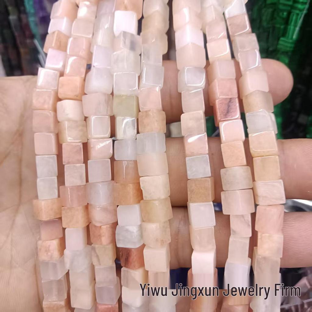 6x6mm Quadratische Rosenquarz-Achat-Perlenkette - Naturstein DIY-Zubehör