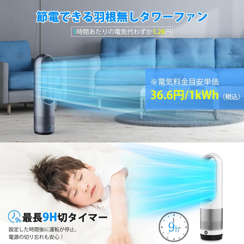 Fyzuf Tower Fan DC Motor Great Savings On Electricity Electric Living Room Bladeless DC Quiet 8 Levels of Air Light Strong Large Air Left and Right 9H
