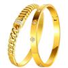 18K Gold-Plated Stainless Steel Bracelet for Girls & Women with Diamond Inlay - Retro Stackable Design