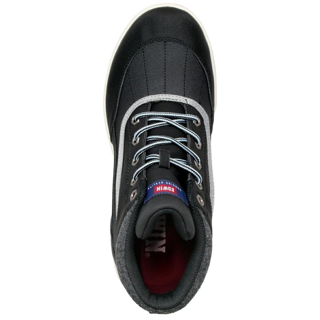 Edwin Eds1000 Black Waterproof Outdoor Shoes for Rain and Size Men's High-Top Sneakers, Lightweight, Snow, Lace-Up, 26.5