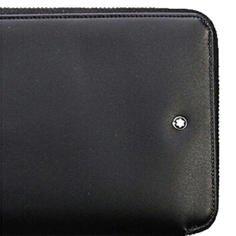 Montblanc Meisterstück Leder Langreißverschluss Reisebrieftasche Herren Geldbörsen Schwarz 16352