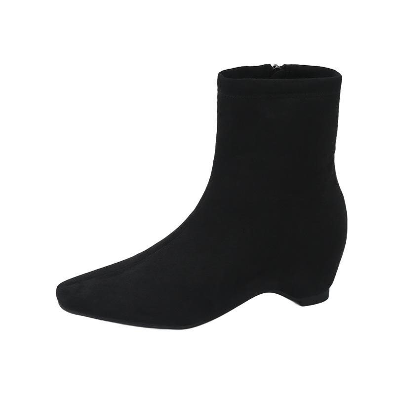 

Maillard ретро модные ботильоны на толстом каблуке женские 2025 осень и зима новые увеличивающие рост и с тонкой пряжкой-ремнем западные ковбойские короткие ботинки 40 чёрный