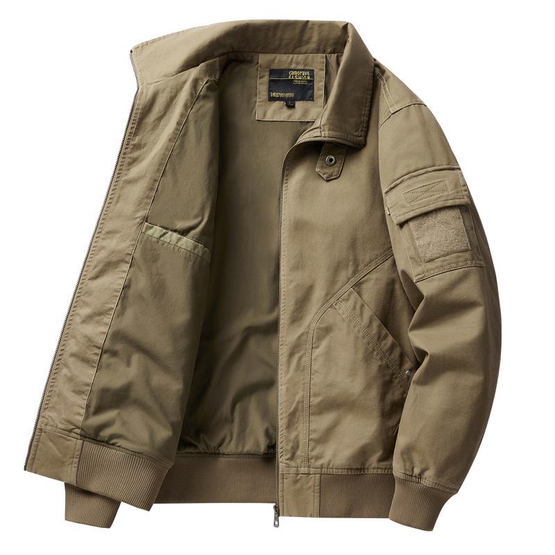 

2026 Men s Pure Cotton High Collar Workwear Jacket, Spring/Autumn Casual Loose Fit, Japanese Style M
