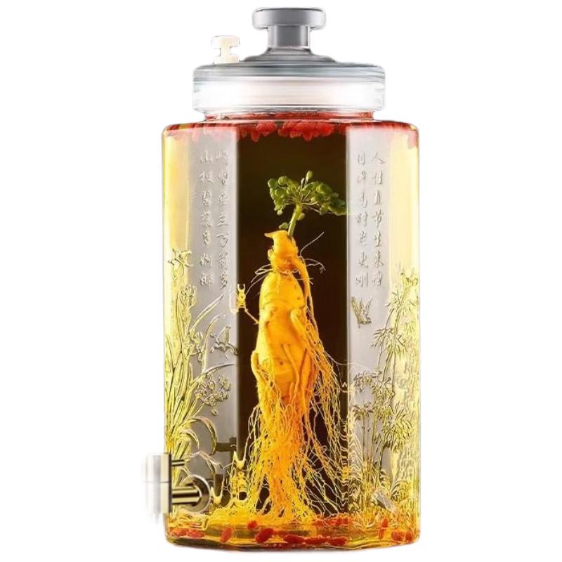 Glass Wine Infusion Jar with Gold Stainless Steel Faucet