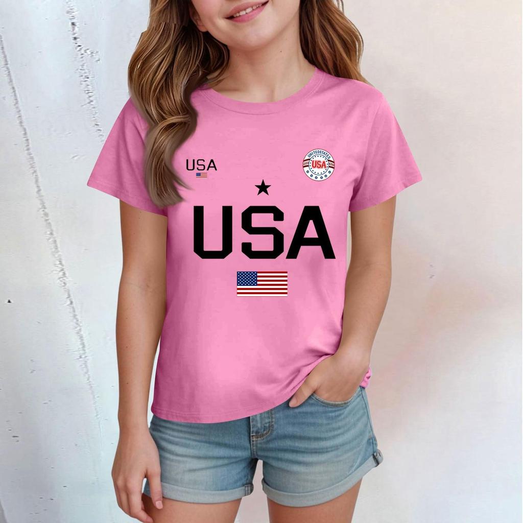 Children's Casual Printed Round Neck Short-sleeved Top