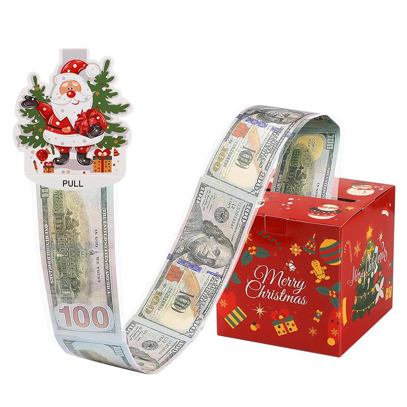 

Рождественская подарочная коробка для денег, выдвижная коробка для хранения наличных с 52 прозрачными пакетами, детский рождественский DIY подарок-сюрприз, декор для новогодней вечеринки Other