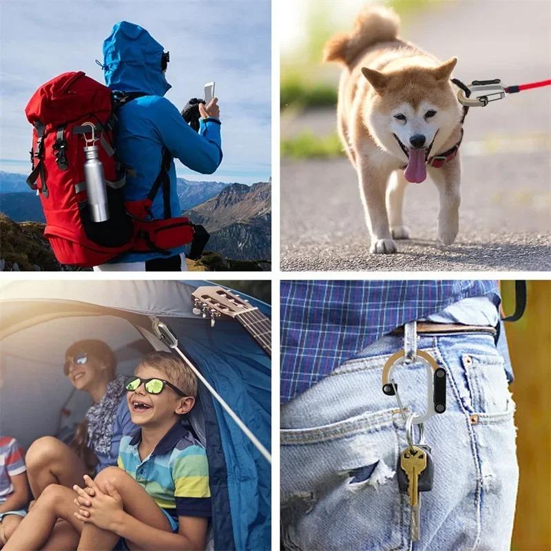 Multi Purpose Heavy Duty Non Locking Rotating Hook Hybrid Gear Clip for Camping Fishing Hiking Travel Backpack Carabiner Clips